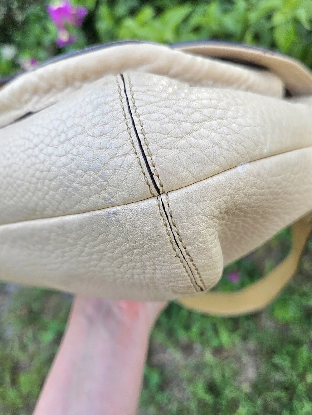 Coach Soho Double Pocket Buckle Flap 11842 Ivory Pebbled Leather Shoulder Bag